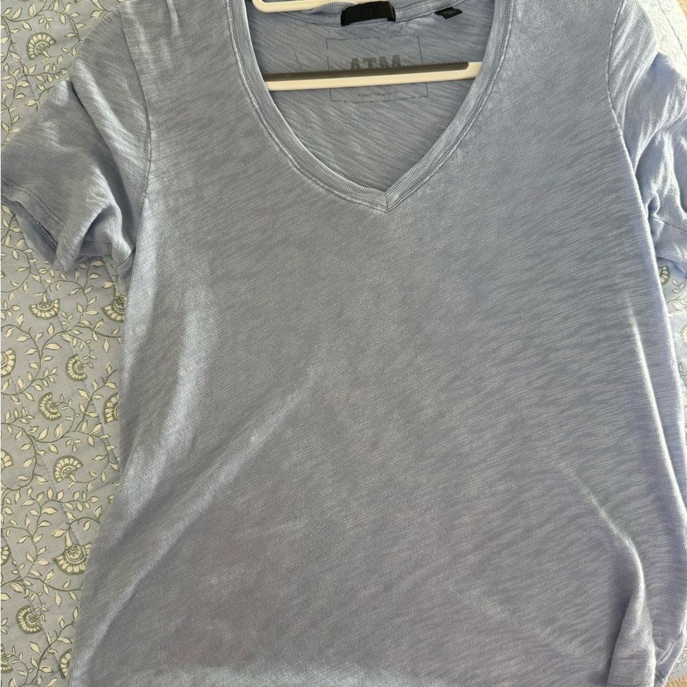 ATM Anthony Thomas Melillo Sky Blue V-Neck Tee